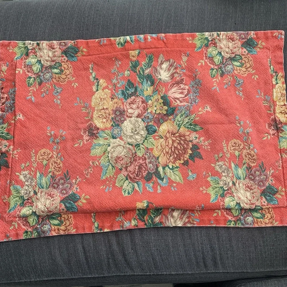 RALPH Lauren‎ AYLESBURY KING Pillow SHAM Vintage RED Barkcloth FLORAL